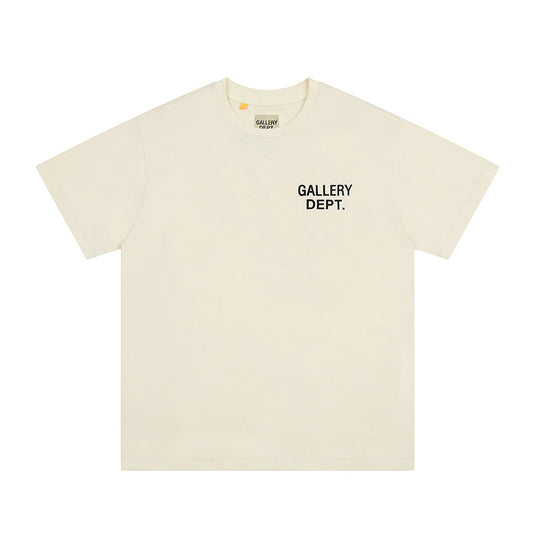Gallery Dept. Logo Print Crew Neck T-Shirt Cream/Orange