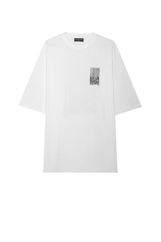 Balenciaga Barcode Logo Oversize T Shirt White