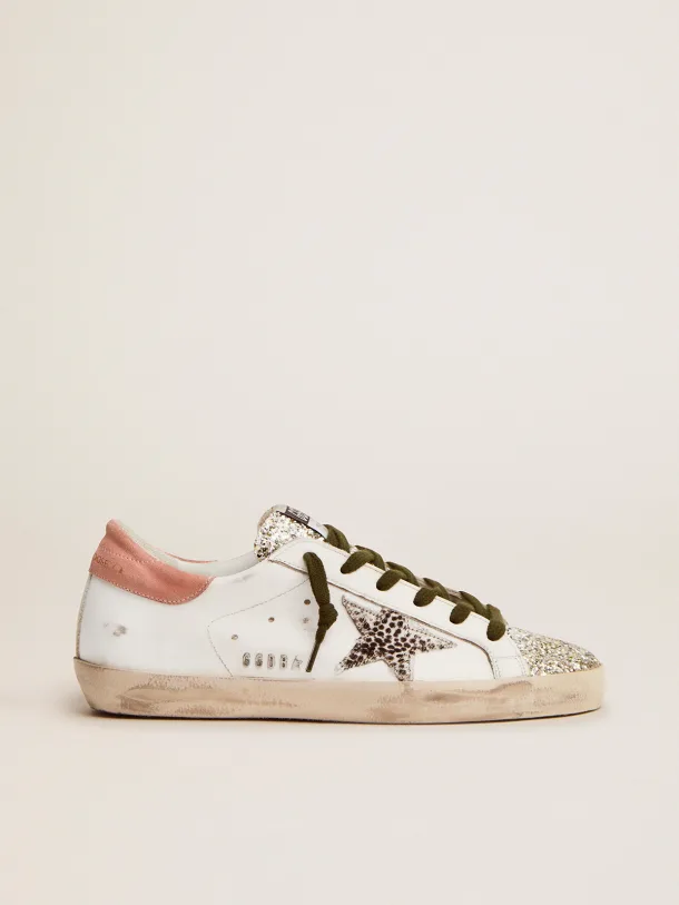 Golden Goose Super-Star LTD silver glitter and animal-print pony skin star