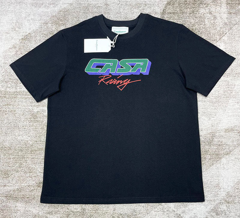 CASABLANCA Casa Racing 3D Printed Oversized T-Shirt Black