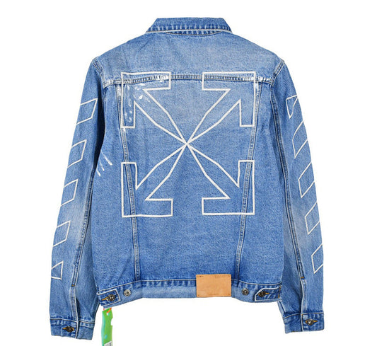 Off-White c/o Virgil Abloh Men's Blue Logo Printed Denim Jacket