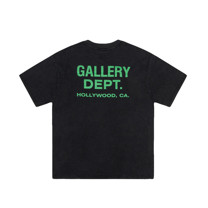 Gallery Dept. Logo Print Crew Neck T-Shirt Black/Green