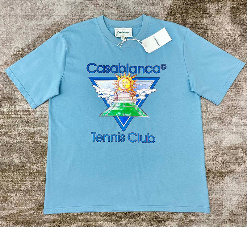 CASABLANCA Tennis Club Sub Printed T-Shirt Blue