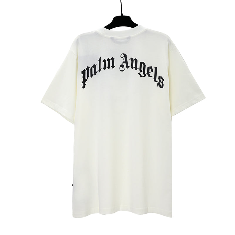 Palm Angels Skull Print Back Logo T-Shirt White & Black