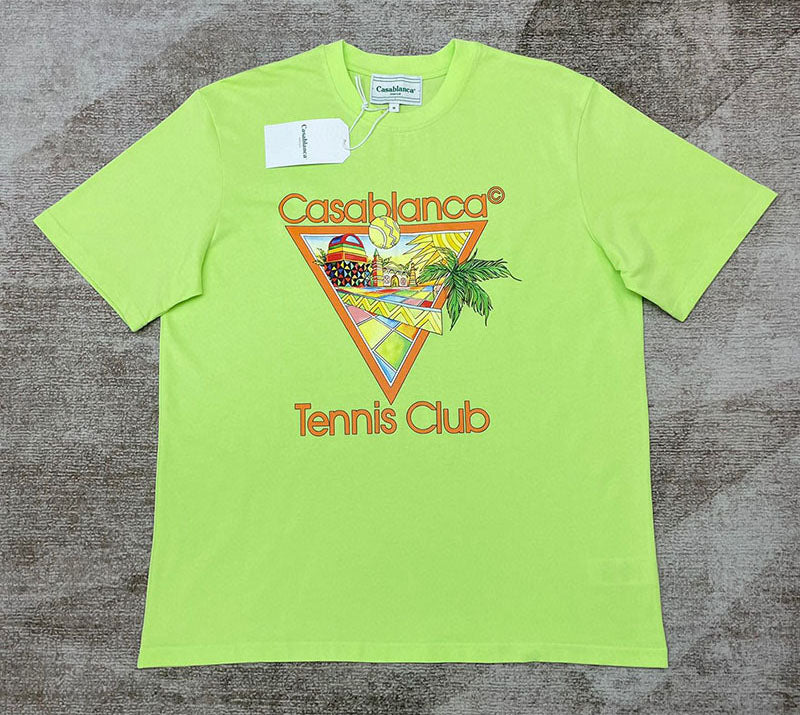 CASABLANCA Afro Cubism Tennis Club T Shirt Green