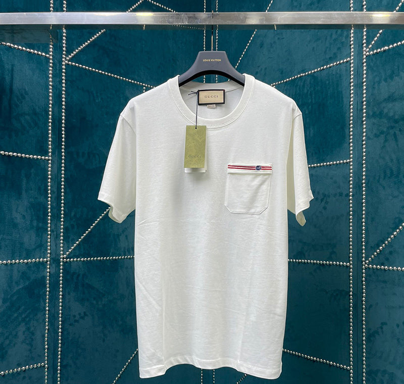 GUCCI Embroidered Pocket Cotton T-shirt