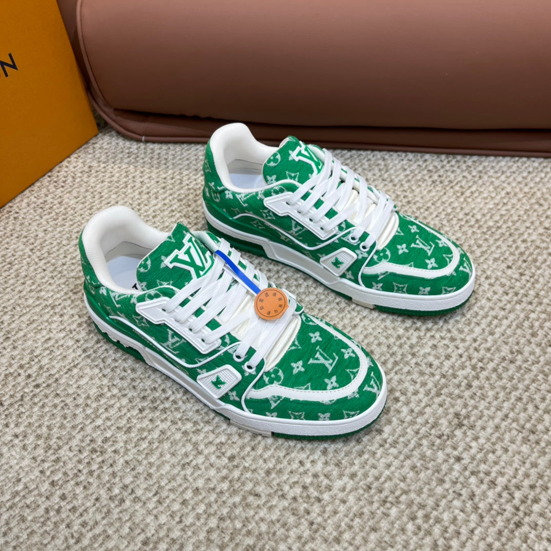 Louis Vuitton Trainer Green Monogram Textile
