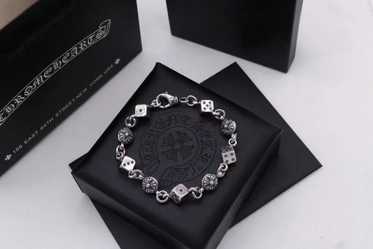 Chrome Hearts - Silver Cross Bracelet Dice Punk