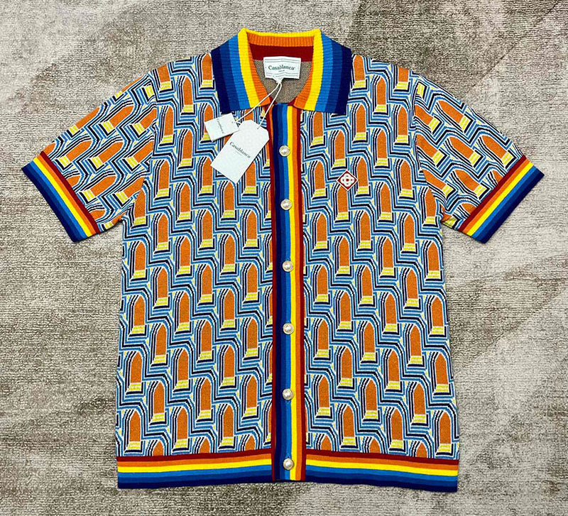 CASABLANCA L'Arche De Nuit Knit Short-Sleeve Shirt