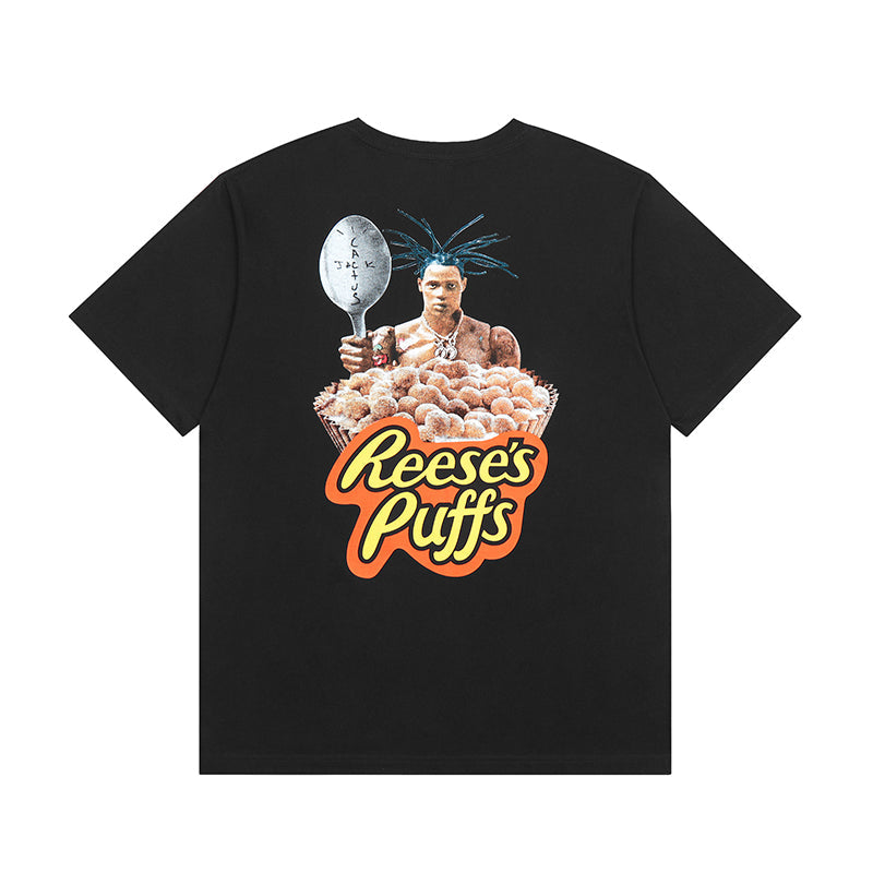 Travis Scott Cactus Jack Reeses Puffs T shirt Black