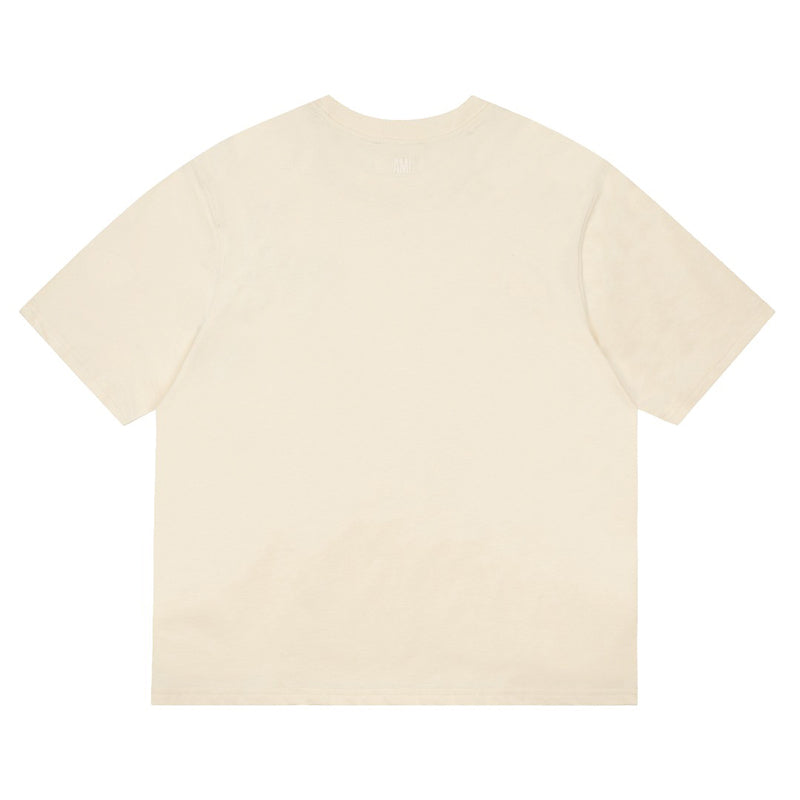 AMI Paris Oversized Logo-Appliquéd Cotton-Jersey T-Shirt Cream