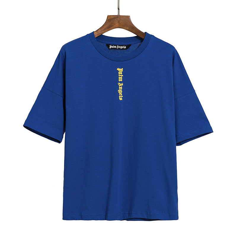 Palm Angels Vertical Logo T Shirt Blue/Yellow