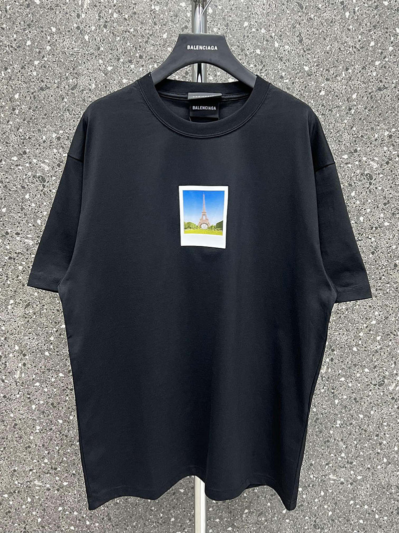 Balenciaga Paris By Day Tight T-shirt Black Faded