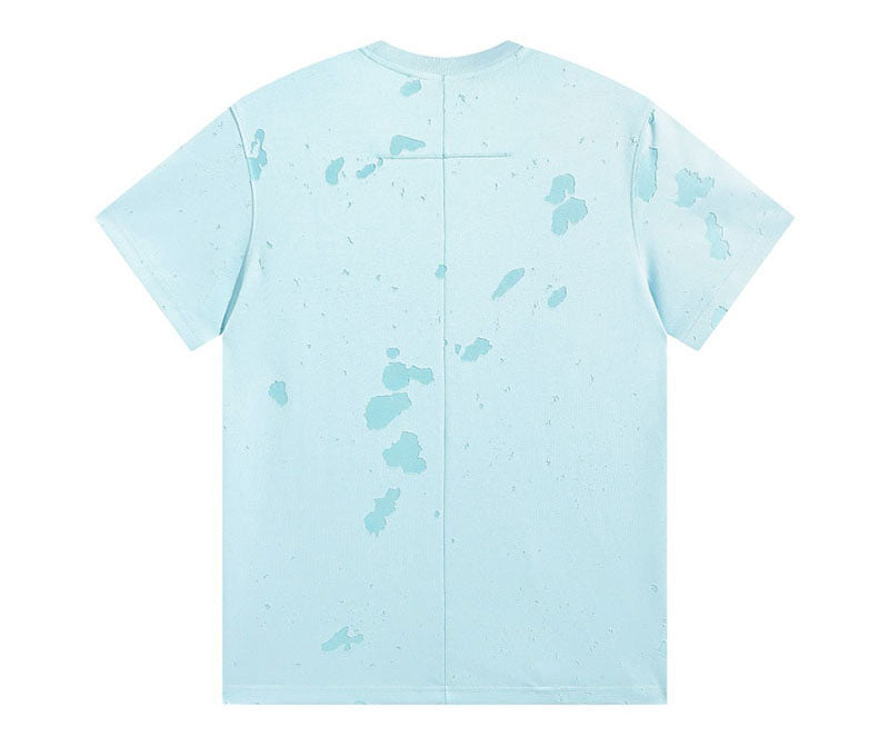 GIVENCHY Paris Distressed Logo T Shirt Sky Blue