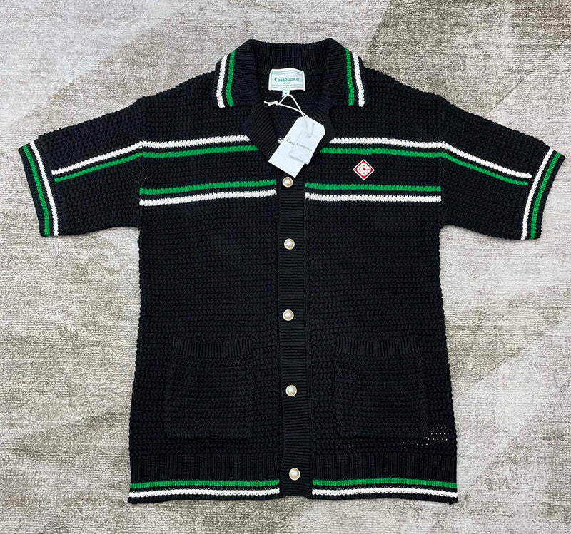 CASABLANCA Crochet Tennis Shirt Blackk