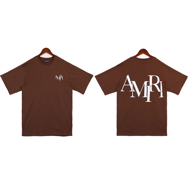 AMIRI Staggered Logo Tee Frosty Brown