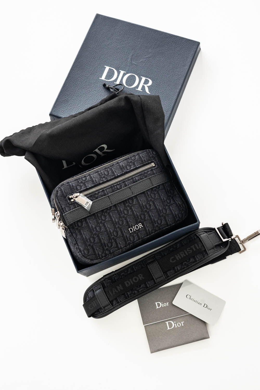 Dior Safari Bag with Strap Black Dior Oblique Jacquard