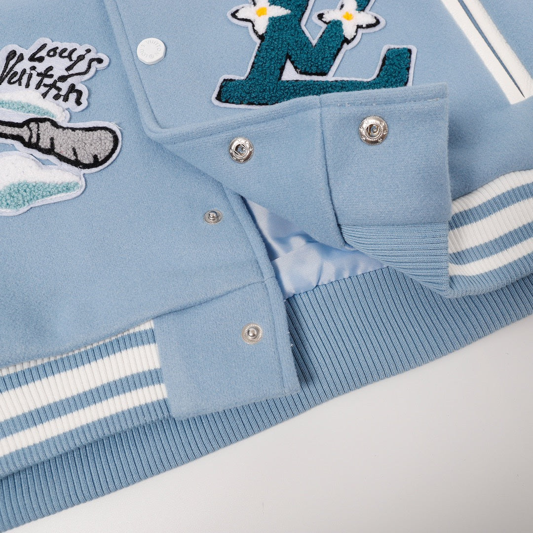 Louis Vuitton Multi Patches Blue Varsity Jacket