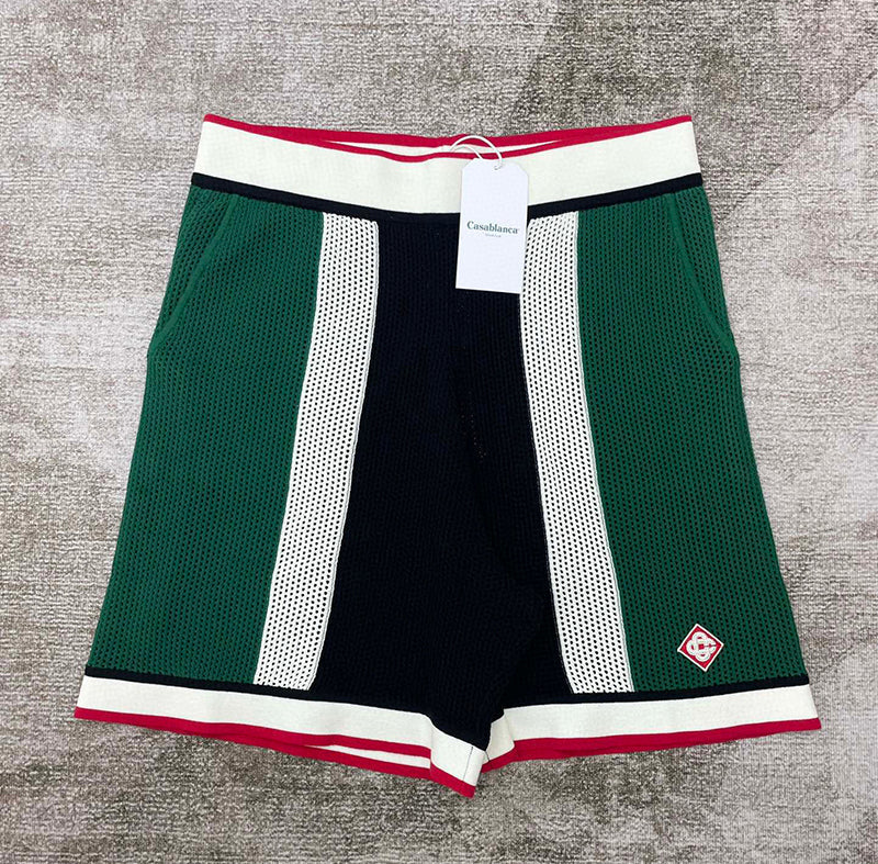 CASABLANCA  Striped Mesh Shorts 'Green/White Stripe'