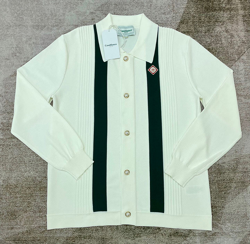Casablanca Stripe Knit Cardigan 'White'