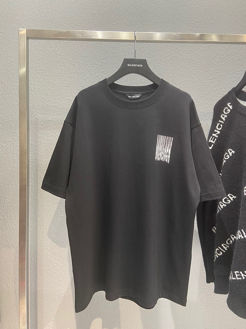 Balenciaga Barcode Logo Oversize T Shirt Black