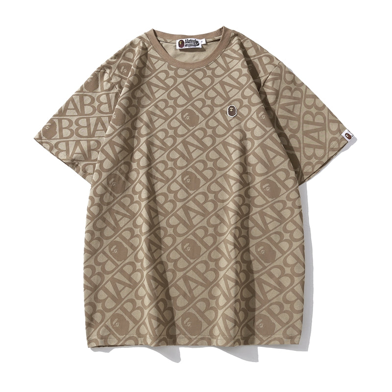 BAPE Sport Monogram Ape Head One Point Tee Beige