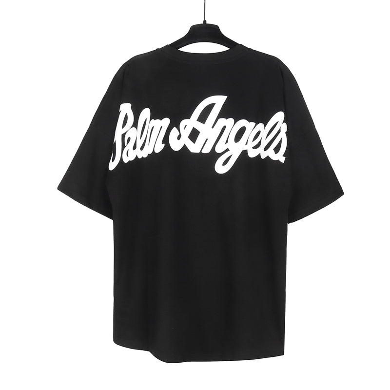 Palm Angels Logo Print Over Cotton T-shirt Black