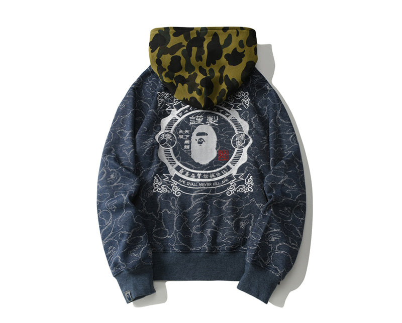 BAPE ABC Camo Relaxed Fit Full Zip Hoodie Navy
