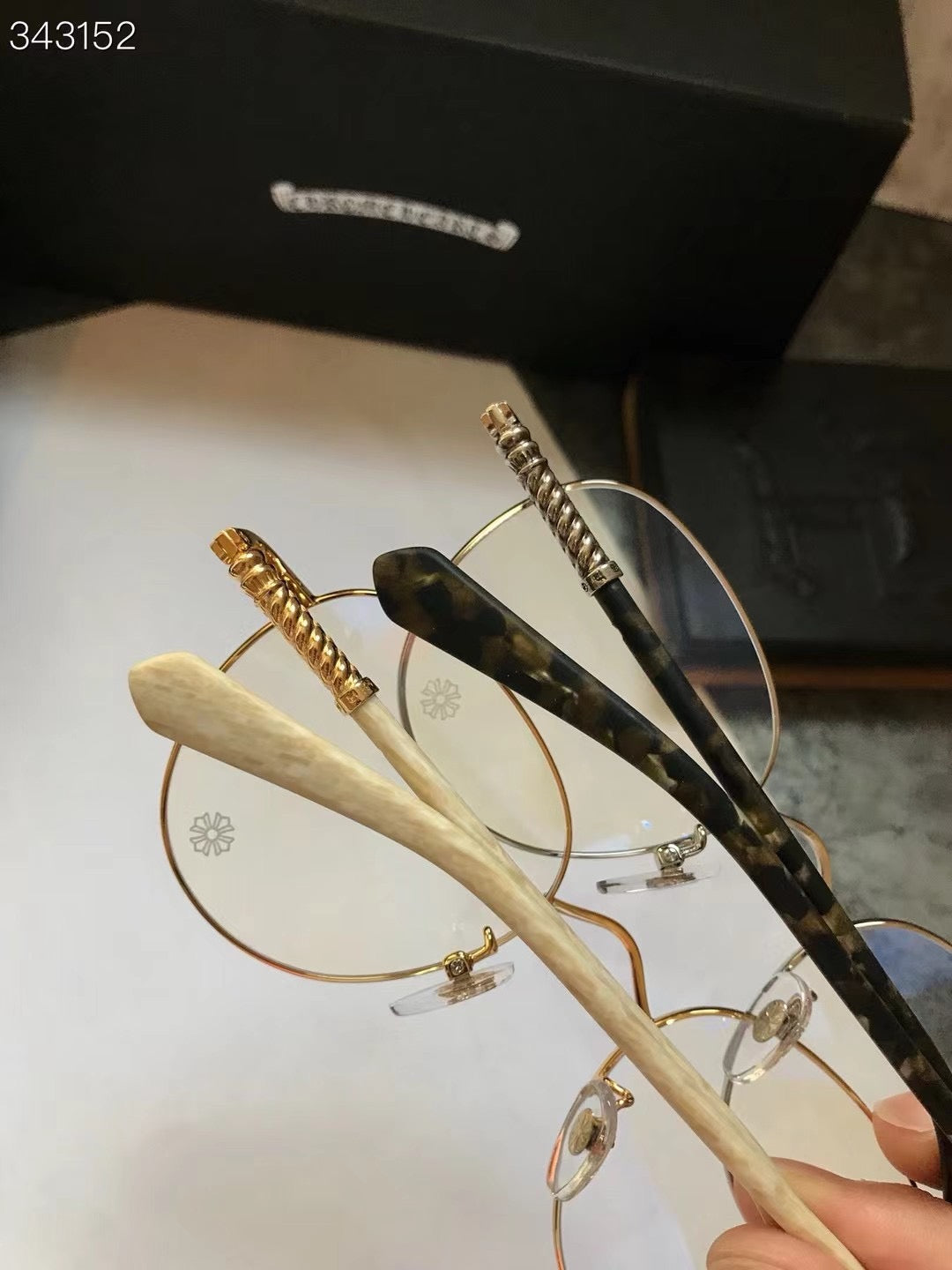 Chrome Hearts Round Frame Glasses Silver Black
