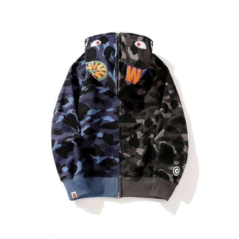 BAPE Color Camo Separate Shark Full Zip Hoodie Black/Blue