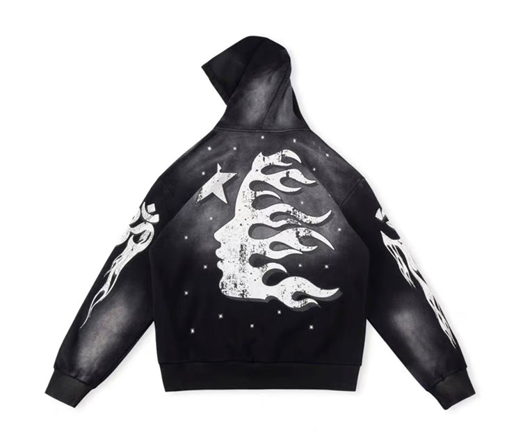 Hellstar Vintage washed Stars Hoodie Black