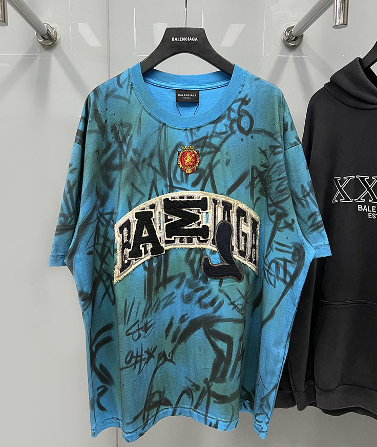 Balenciaga Graffiti T-Shirt Heather Azure