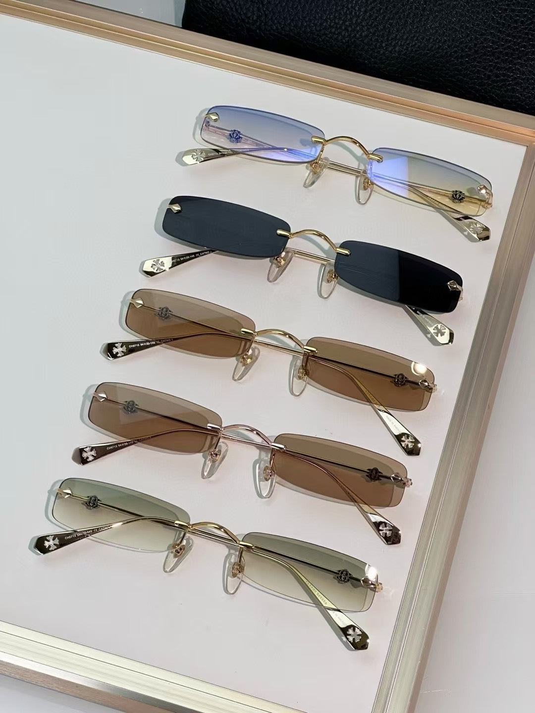 Chrome Hearts Rectangle Rimless Sunglasses Black