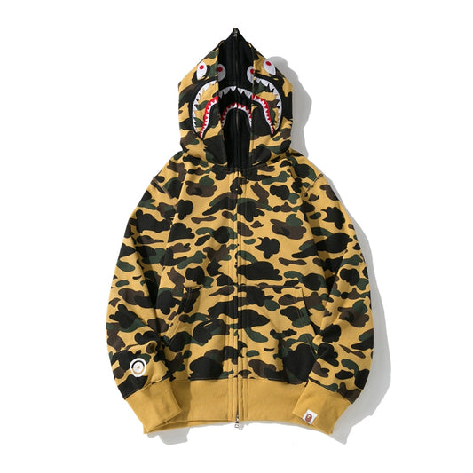 BAPE 1st Camo Shark Full Zip Double Hoodie Yellow