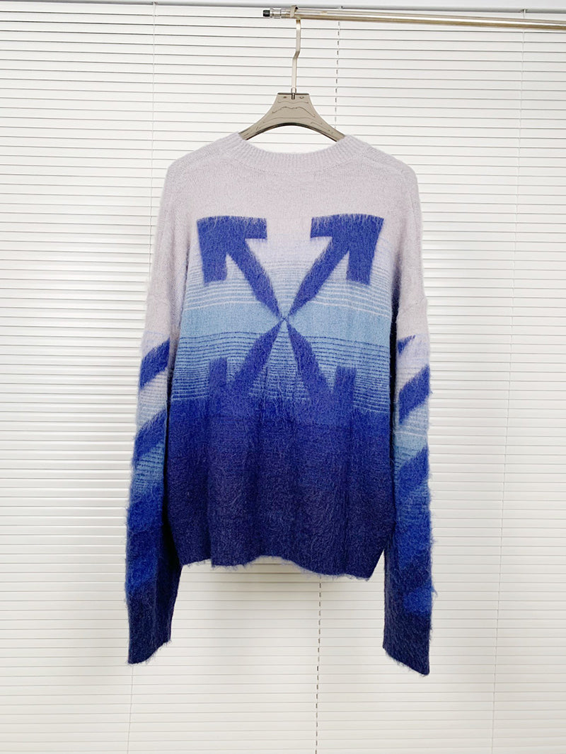 Off-White Diag Arrow Brushed Knit Crewneck Blue