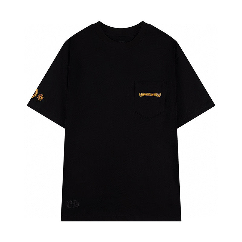 Chrome Hearts - Plus Cross Shield Logo Yellow T Shirt Black