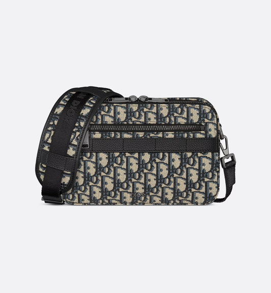 Dior Safari Bag with shoulder strap beige and black jacquard