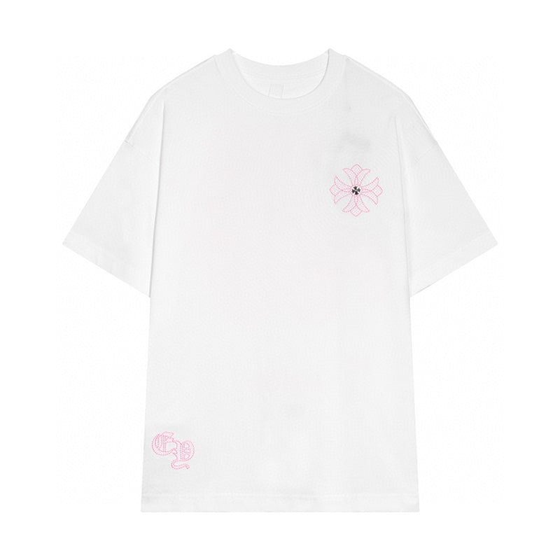 Chrome Hearts - Horseshoe Pink Cross Fleur Pin T-shirt White