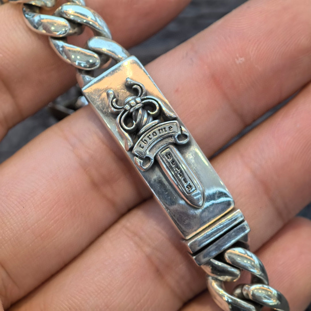 Chrome Hearts - Dagger ID Bracelet With Cuban Link Band