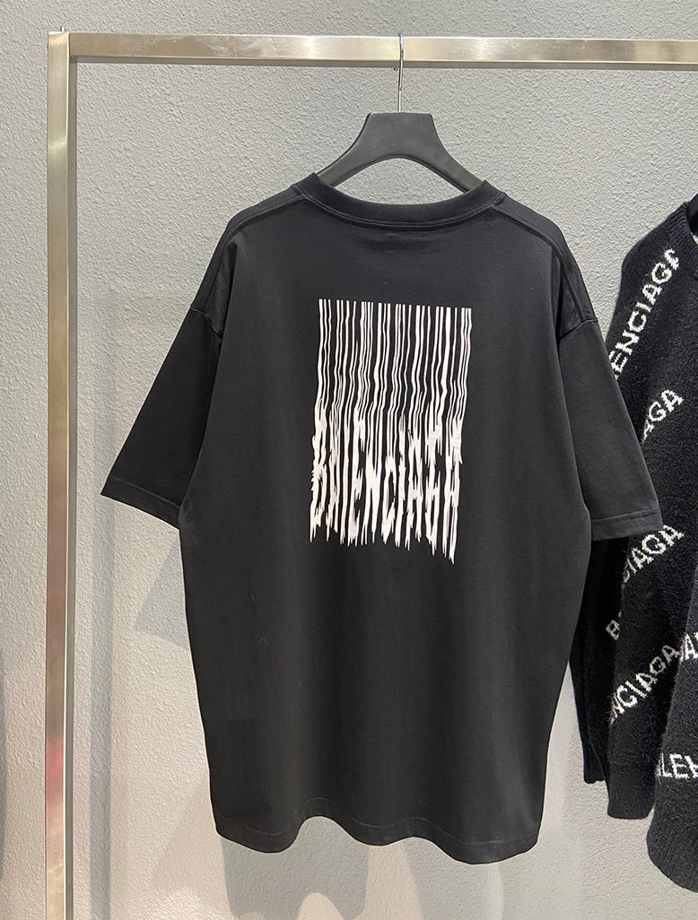 Balenciaga Barcode Logo Oversize T Shirt Black
