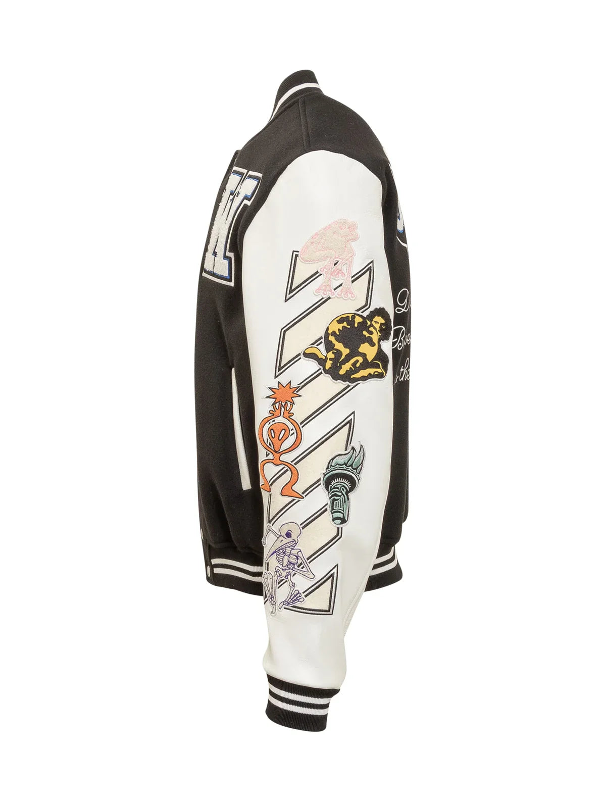 OFF - WHITE Logic Patch Varsity Jacket in black