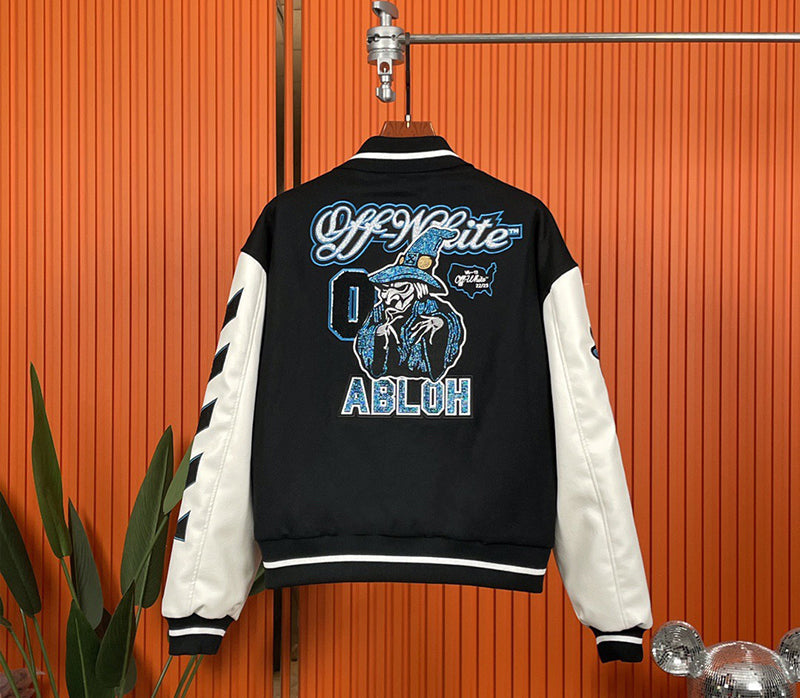 OFF-WHITE Witch Logo Patch Varsity Varsity Jacket Black/Peacock