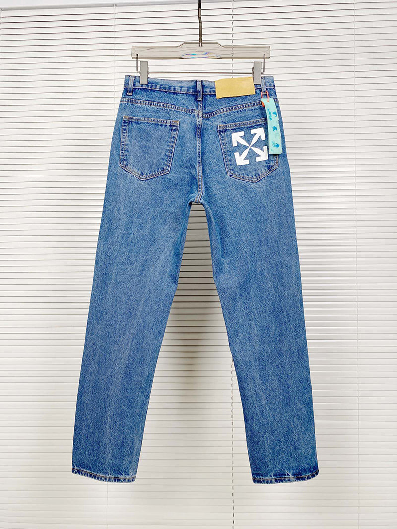 Off-White  Logo Patch Straight Leg Jeans