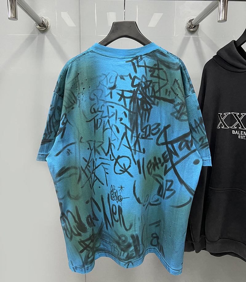 Balenciaga Graffiti T-Shirt Heather Azure