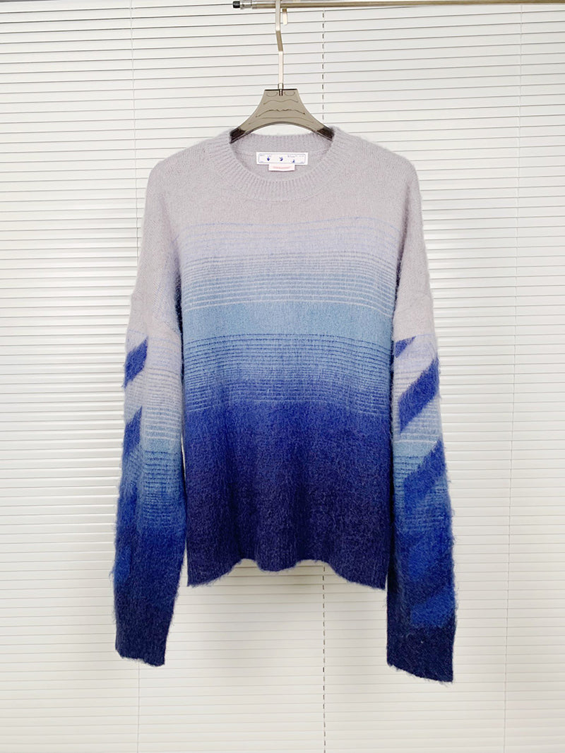 Off-White Diag Arrow Brushed Knit Crewneck Blue