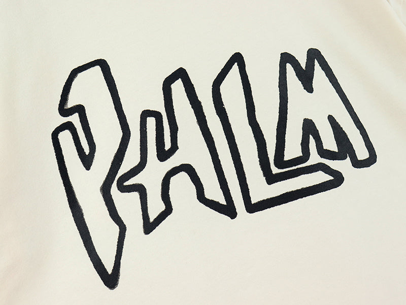 Palm Angels Garment Dye Palm Graffiti Flames Tshirt White