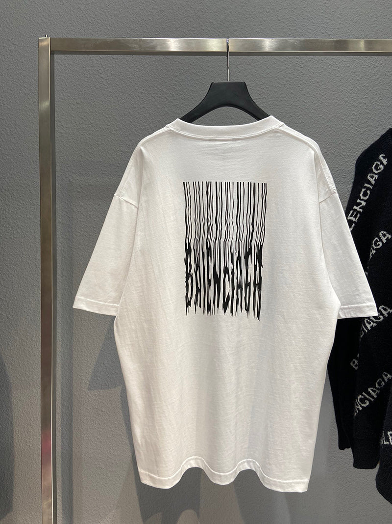 Balenciaga Barcode Logo Oversize T Shirt White