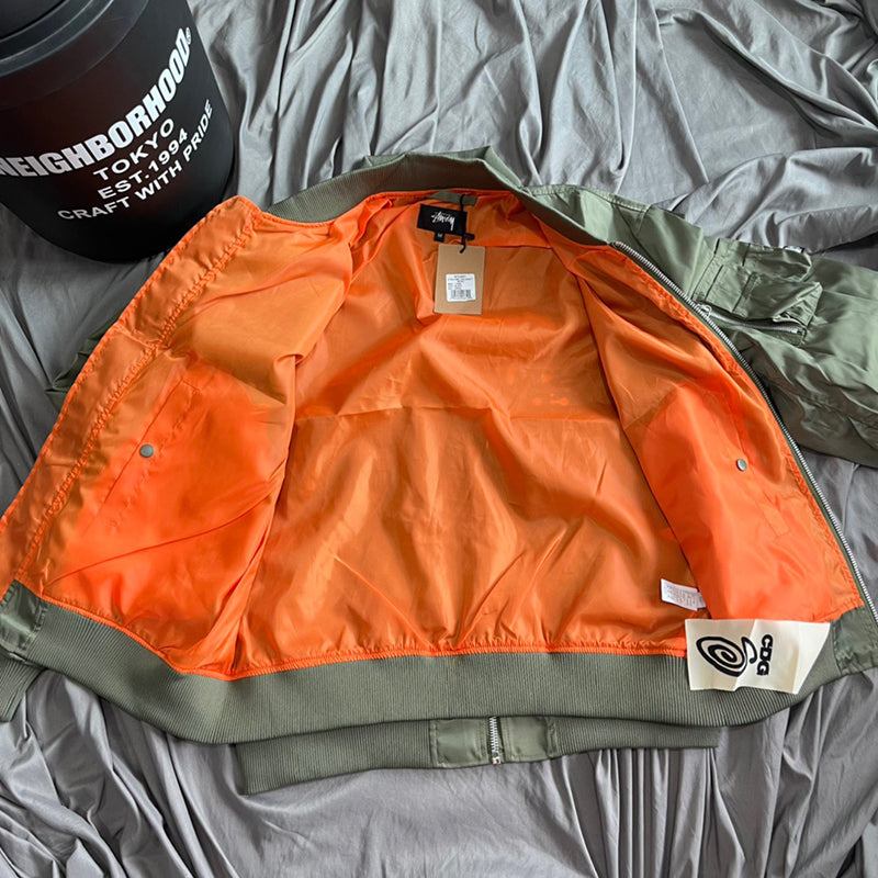 Stussy x CDG Crossover MA1 Back Alphabet Printing Long Sleeves Jacket