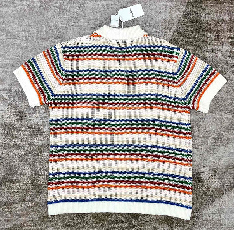 CASABLANCA Rainbow Striped Crochet Shirt