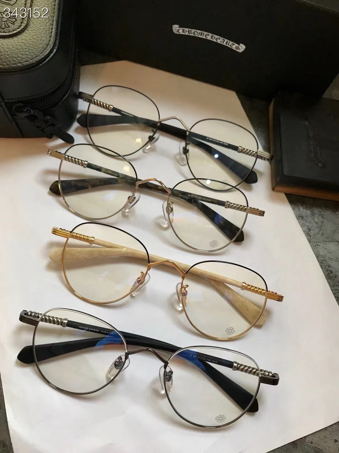 Chrome Hearts Round Frame Glasses Silver Black